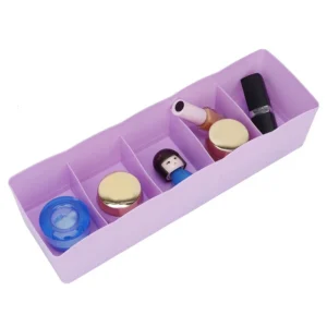 Lila Kunststoff Schublade Organizer BH Unterwäsche Socken Würfel Korb mit 5 Gittern NEU-
