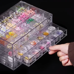 Aufbewahrungsbox mit 3 Schubladen Klarsichtfach 72 Gitter Acryl Organizer Box | Glatt-